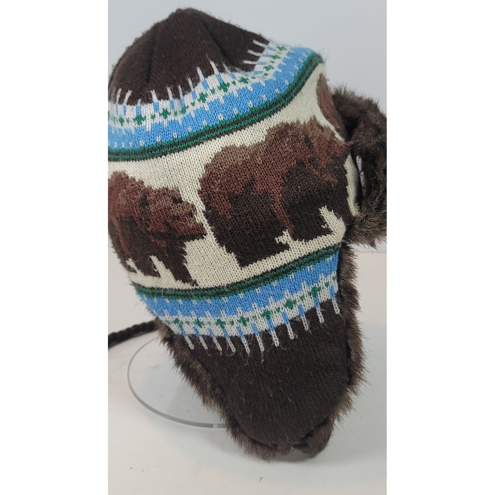 Vintage Mossimo Brown Grizzly Bear Mountain Trapper Hat Faux Fur Ear Flap OS - Picture 6 of 7